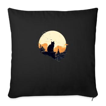 Lonely cat - Sofa pillowcase 17,3'' x 17,3'' (45 x 45 cm) - black - Front