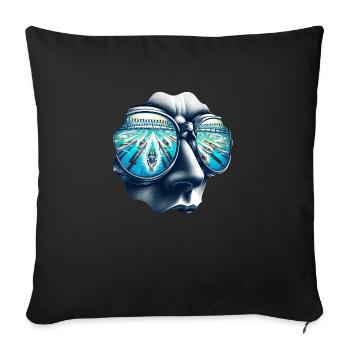 Focus du champion de natation - Housse de coussin décorative 45 x 45 cm - noir - Devant