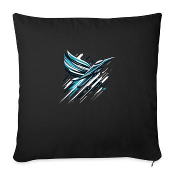 Soaring Cyber Swan - Sofa pillowcase 17,3'' x 17,3'' (45 x 45 cm) - black - Front