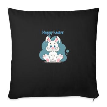Happy white easter bunny - Sofa pillowcase 17,3'' x 17,3'' (45 x 45 cm) - black - Front