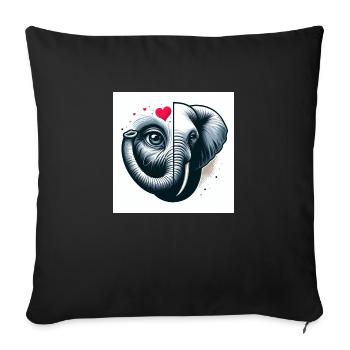Elephant Love - Sofa pillowcase 17,3'' x 17,3'' (45 x 45 cm) - black - Front