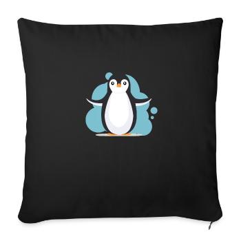 Pingouin heureux - Housse de coussin décorative 45 x 45 cm - noir - Devant
