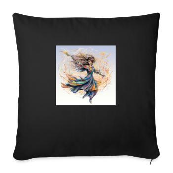 InkSymphony: A Manga Reverie - Sofa pillowcase 17,3'' x 17,3'' (45 x 45 cm) - black - Front
