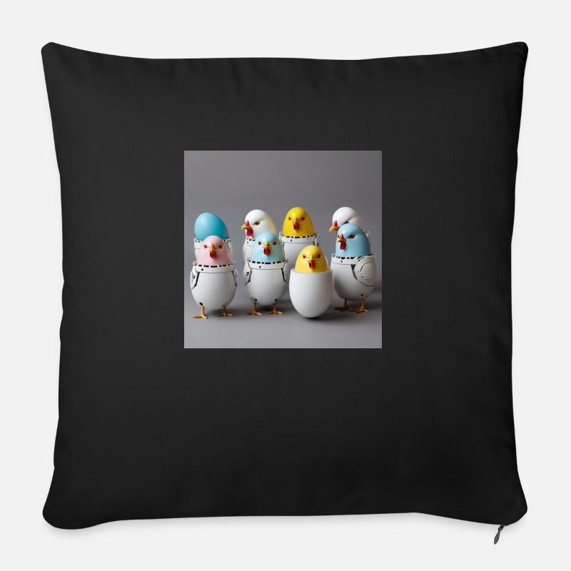 Oeuf Robot Poussin - Housse de coussin décorative 45 x 45 cm - noir