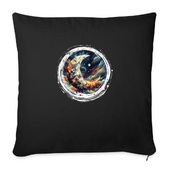 Moon Vector Triangles Space Nebula - Sofa pillowcase 17,3'' x 17,3'' (45 x 45 cm) - black - Front