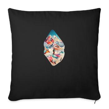 Snowboard with mountains and some geometric - Sofa pillowcase 17,3'' x 17,3'' (45 x 45 cm) - black - Front