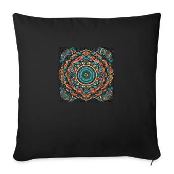 Mandala d’art de rue coloré - Housse de coussin décorative 45 x 45 cm - noir - Devant