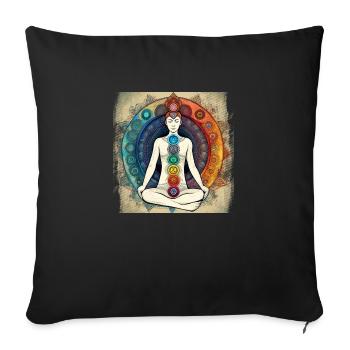 Chakra Mantra Yoga Happiness - Sofa pillowcase 17,3'' x 17,3'' (45 x 45 cm) - black - Front