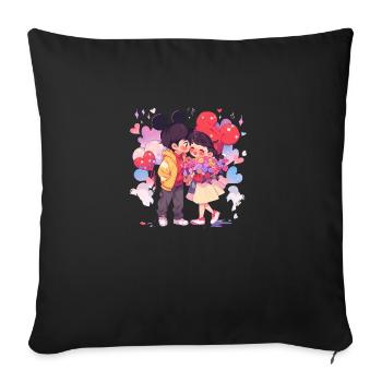 Couple mignon - Housse de coussin décorative 45 x 45 cm - noir - Devant