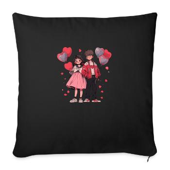 Lovebirds - Sofa pillowcase 17,3'' x 17,3'' (45 x 45 cm) - black - Front