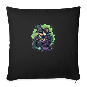 Steampunk Couple - Housse de coussin décorative 45 x 45 cm - noir - Devant