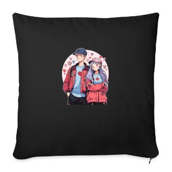 Lovebirds - Sofa pillowcase 17,3'' x 17,3'' (45 x 45 cm) - black - Front