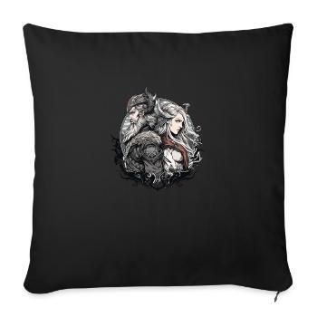 Couple de Vikings - Housse de coussin décorative 45 x 45 cm - noir - Devant