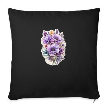 Blaue Wildblume - Sofakissenbezug 45 x 45 cm - Schwarz - Vorne