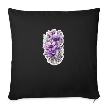 Fleur sauvage bleue - Housse de coussin décorative 45 x 45 cm - noir - Devant