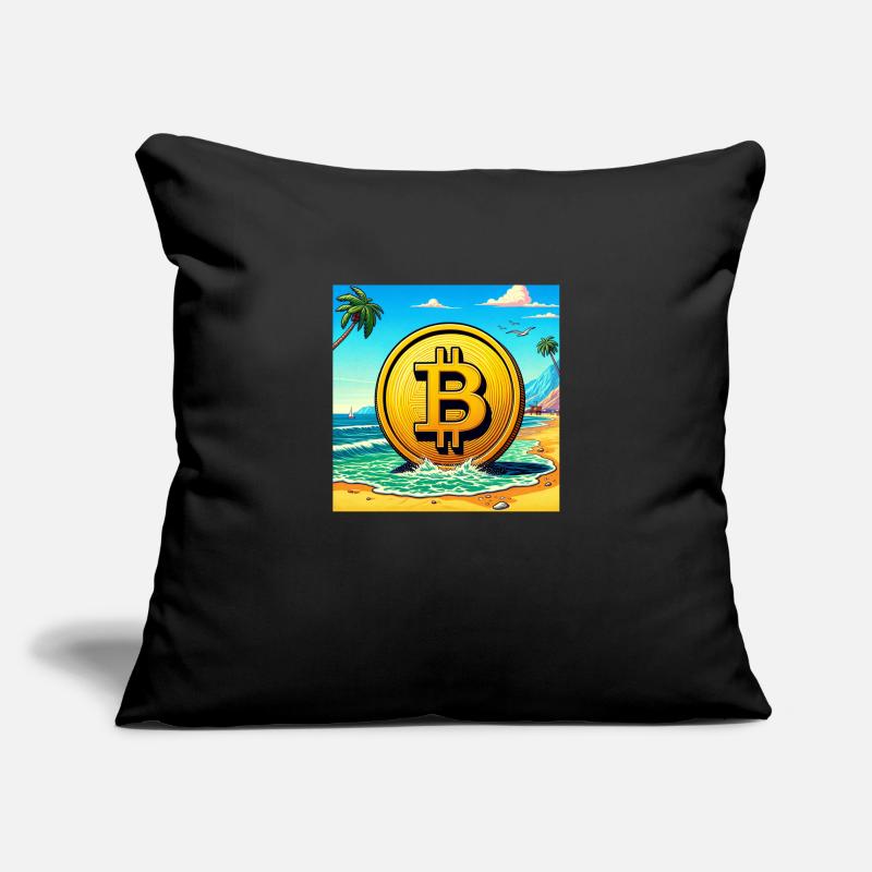 Bitcoin am Strand. Sofakissenbezug 45 x 45 cm