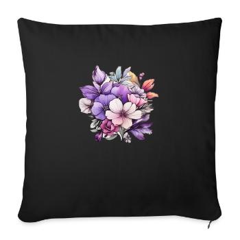 Blume - Sofakissenbezug 45 x 45 cm - Schwarz - Vorne