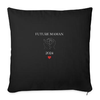 Future maman 2024 - Housse de coussin décorative 45 x 45 cm - noir - Devant