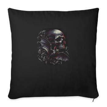 Crâne et chauve-souris - Housse de coussin décorative 45 x 45 cm - noir - Devant