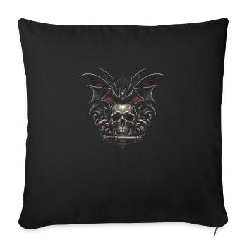 Cathedral Night: Skull and Bat - Sofa pillowcase 17,3'' x 17,3'' (45 x 45 cm) - black - Front