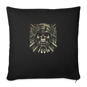 Puissance militaire : Soldat crâne - Housse de coussin décorative 45 x 45 cm - noir - Devant