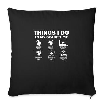 Funny Duck 6 Things I Do In My Spare Time Ducks - Sofa pillowcase 17,3'' x 17,3'' (45 x 45 cm) - black - Front