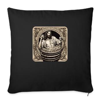 Jesus badet im Bier - Sofakissenbezug 45 x 45 cm - Schwarz - Vorne