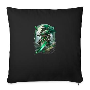 Armored knight dressed in bright green - Sofa pillowcase 17,3'' x 17,3'' (45 x 45 cm) - black - Front