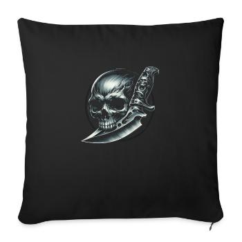 Eternal Defender: Skull with Engraved Knife - Sofa pillowcase 17,3'' x 17,3'' (45 x 45 cm) - black - Front