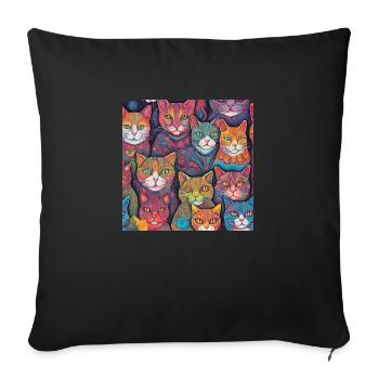 Colorful Cats - Sofa pillowcase 17,3'' x 17,3'' (45 x 45 cm) - black - Front