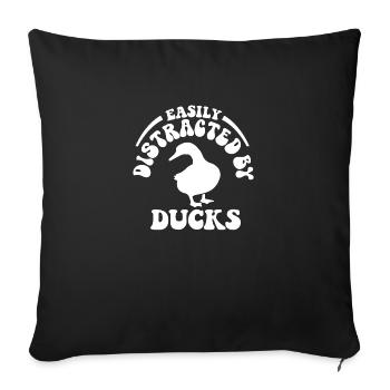Facilement distrait par les canards - Housse de coussin décorative 45 x 45 cm - noir - Devant