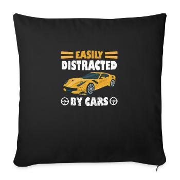 Facilement distrait par les voitures - Housse de coussin décorative 45 x 45 cm - noir - Devant