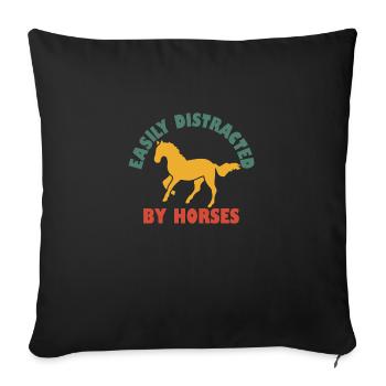 Facilement distrait par les chevaux - Housse de coussin décorative 45 x 45 cm - noir - Devant