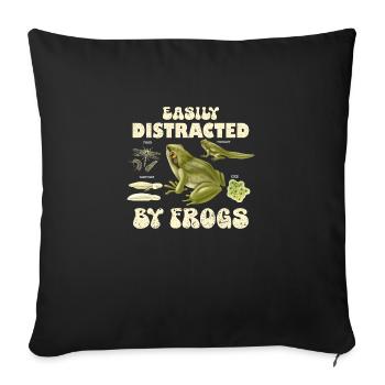 Easily Distracted By Frogs - Sofa pillowcase 17,3'' x 17,3'' (45 x 45 cm) - black - Front