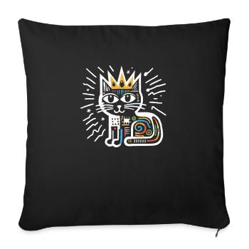 Chat peinture abstraite artwork - Housse de coussin décorative 45 x 45 cm - noir - Devant