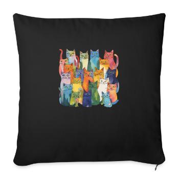 Colorful Cats - Sofa pillowcase 17,3'' x 17,3'' (45 x 45 cm) - black - Front