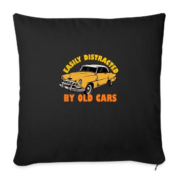 Facilement distrait par les vieilles voitures - Housse de coussin décorative 45 x 45 cm - noir - Devant