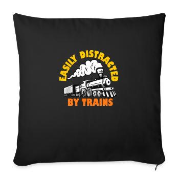 Easily Distracted By Trains - Sofa pillowcase 17,3'' x 17,3'' (45 x 45 cm) - black - Front