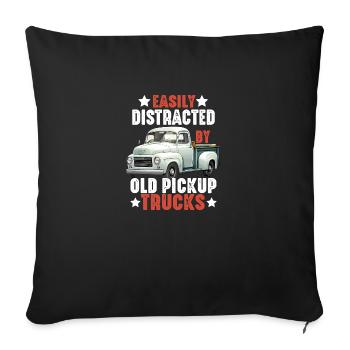 Facilement distrait par les vieilles camionnettes - Housse de coussin décorative 45 x 45 cm - noir - Devant