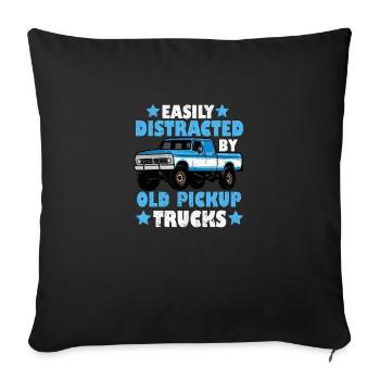 Drôle Facilement Distrait Par De Vieilles Camionnettes - Housse de coussin décorative 45 x 45 cm - noir - Devant