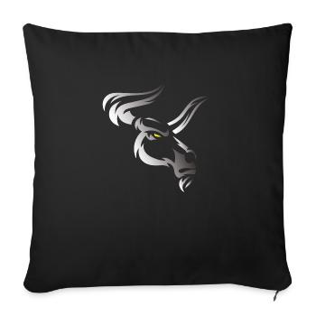 Tête de taureau tête Logo Steak Beast Gym corne - Housse de coussin décorative 45 x 45 cm - noir - Devant