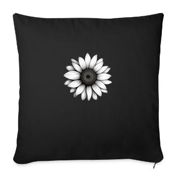 Tournesol | Rétro | Minimaliste - Housse de coussin décorative 45 x 45 cm - noir - Devant