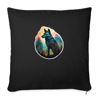 Nordic wolf full of forest - Sofa pillowcase 17,3'' x 17,3'' (45 x 45 cm) - black - Front