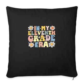 11e année dans mon ère de onzième année Retour à l’école - Housse de coussin décorative 45 x 45 cm - noir - Devant