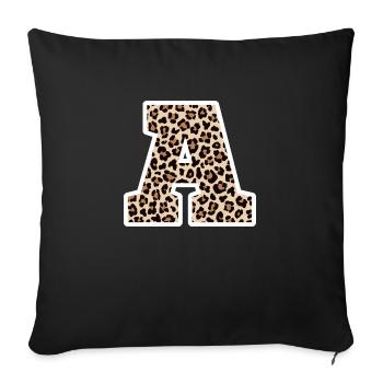 Buchstabe Ein Leopardenmuster - Geschenkidee zum Geburtstag - Sofakissenbezug 45 x 45 cm - Schwarz - Vorne