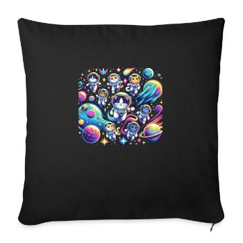 Cosmic Kitties Expedition - Sofa pillowcase 17,3'' x 17,3'' (45 x 45 cm) - black - Front