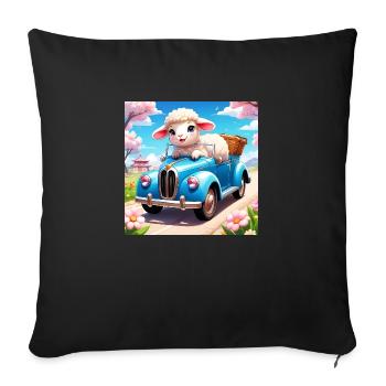Sweet Lamb Autofahrer - Sofakissenbezug 45 x 45 cm - Schwarz - Vorne