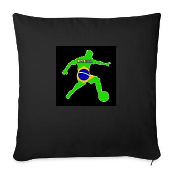 Footballeur brésilien avec le drapeau du Brésil - Housse de coussin décorative 45 x 45 cm - noir - Devant