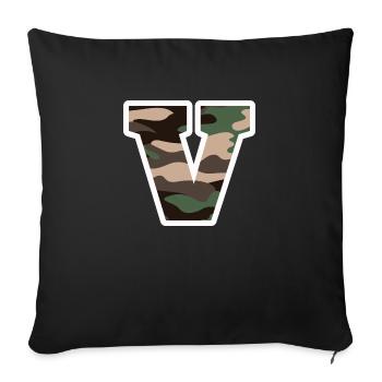 Buchstabe V Militärische Tarnung - Geschenkidee - Sofakissenbezug 45 x 45 cm - Schwarz - Vorne