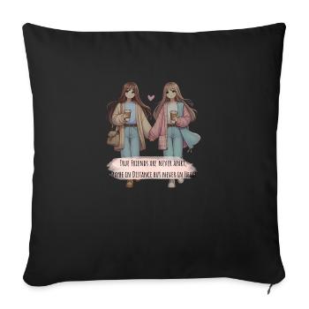 Forever Bonded: Best Friends & Coffee - Sofa pillowcase 17,3'' x 17,3'' (45 x 45 cm) - black - Front